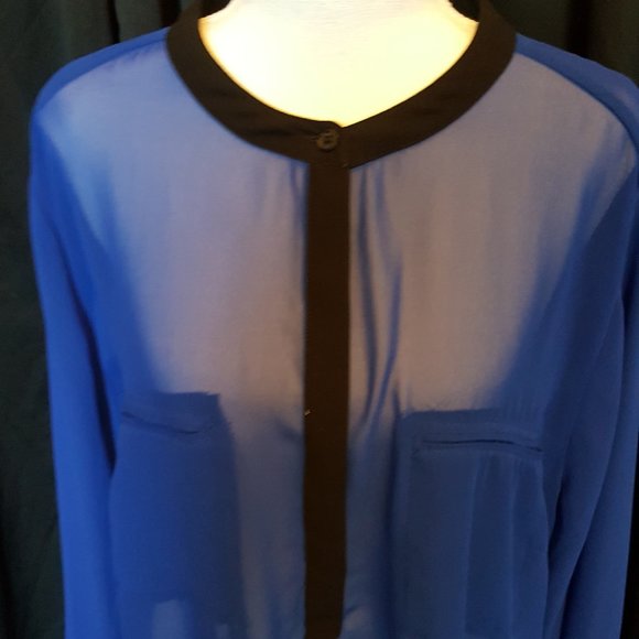 ANA Blue Sheer Blouse Size 3X - Picture 2 of 5